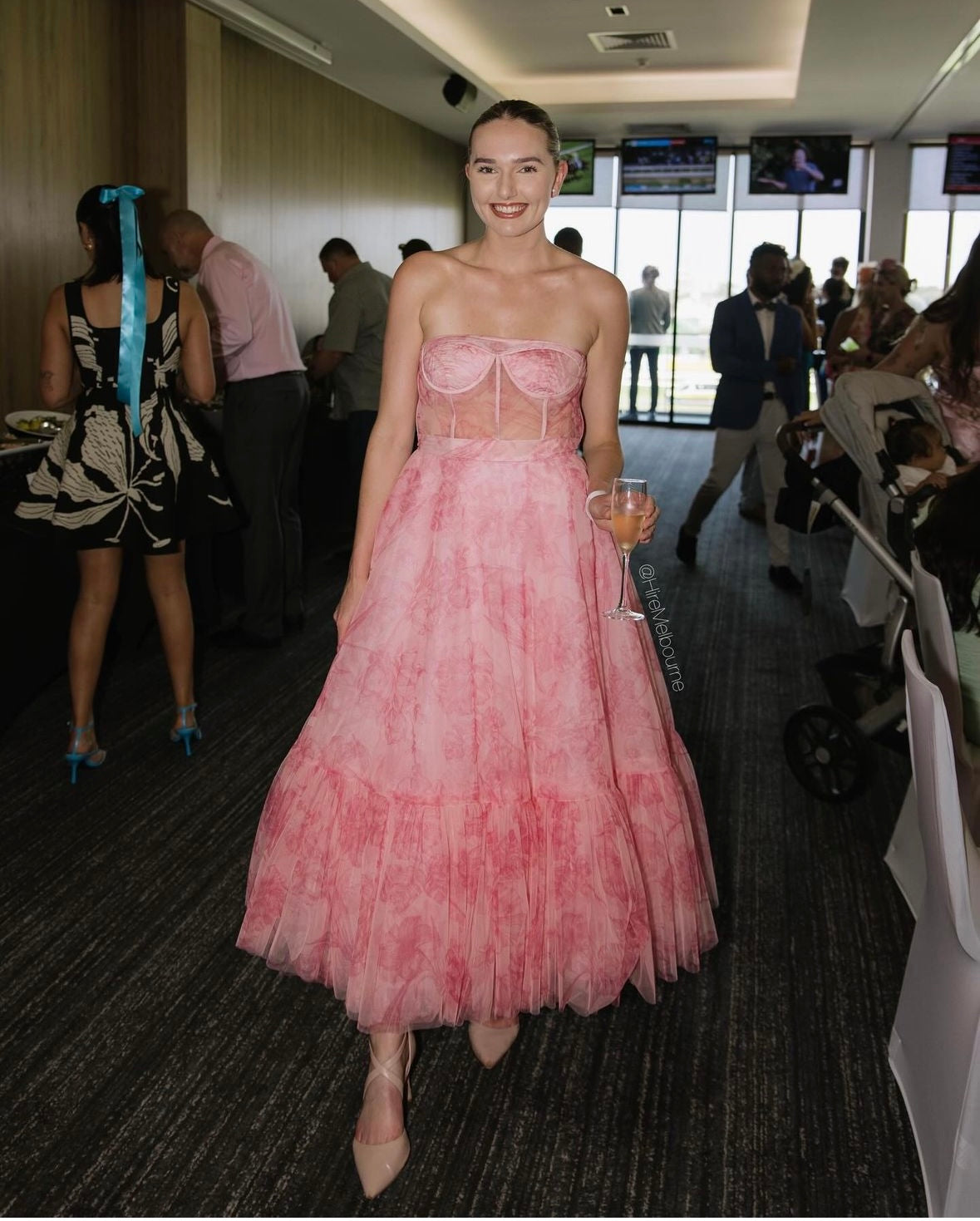 leo lin dresses Leo Lin Rae Bustier Midi Dress in Plum Blossom – Hire Melbourne