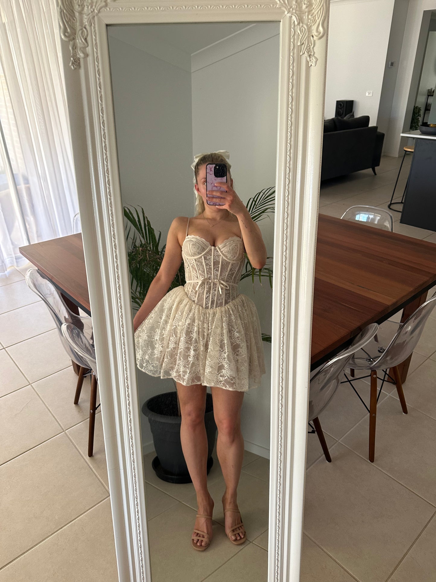 House Of CB Louisa Vintage Cream Mini Dress