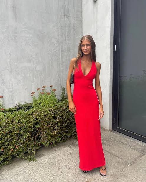 Effie Kats Eiza Gown in Cherry Red