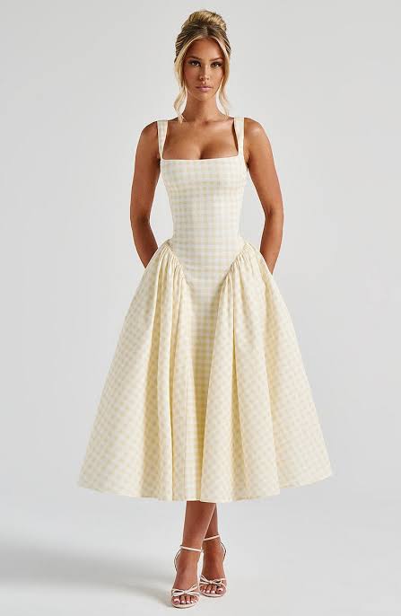 BabyBoo Sherrie Midi Dress in Lemon Gingham