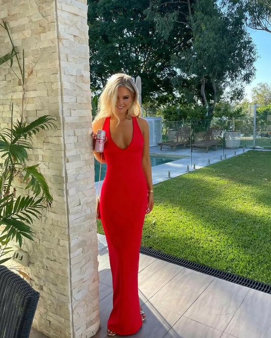 Effie Kats Eiza Gown in Cherry Red