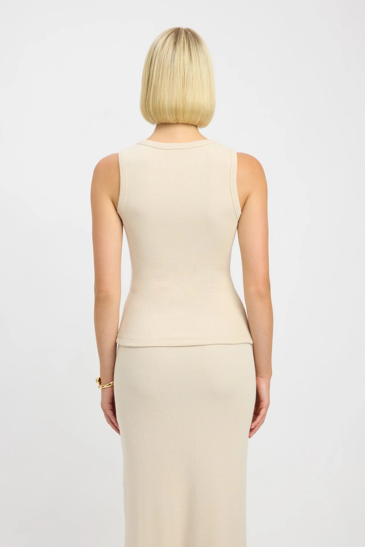 Kookai Bec Button Tank and Carter Skirt in Butter Cream